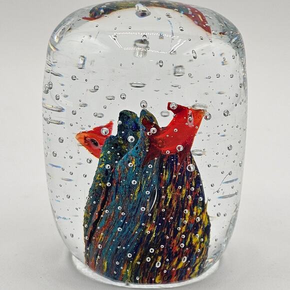 Vintage Glass Aquarium Paperweight - Blown Fish, Coral & Controlled Bubbles - Picture 5 of 8